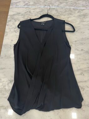 Theory Black Sleeveless Faux-Wrap Camisole